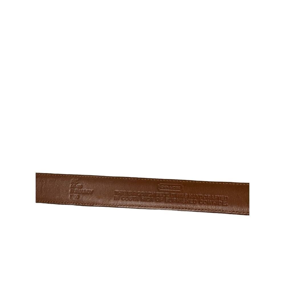 Coach Handcrafted Burnished Cowhide Leather Belt With Brass Buckle Burgandy - Picture 3 of 6